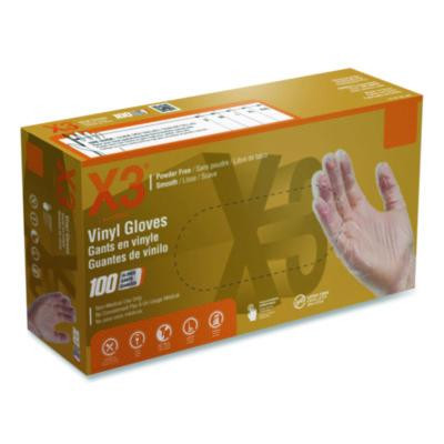 Industrial Vinyl Gloves, Powder-Free, Small, 3 Mil Thick, 9.5" Long, Clear, 100/Box