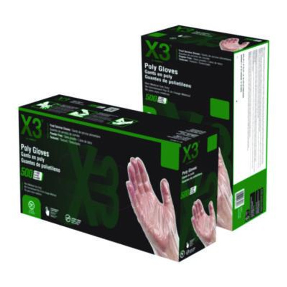 Polyethylene Food Safe Industrial Gloves, Powder-Free, Large, Clear, 500/Box