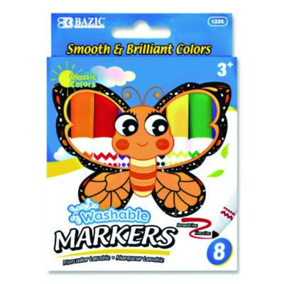Products Broad Line Jumbo Washable Markers, Broad Bullet Tip, 8 Assorted Colors, 24/Set