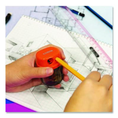 Dual Blades Sharpener With Round Receptacle, Two-Hole, 2.25 x 1.6, Randomly Assorted Colors