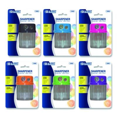Dual Blades Sharpener With Round Receptacle, Two-Hole, 2.25 x 1.6, Randomly Assorted Colors