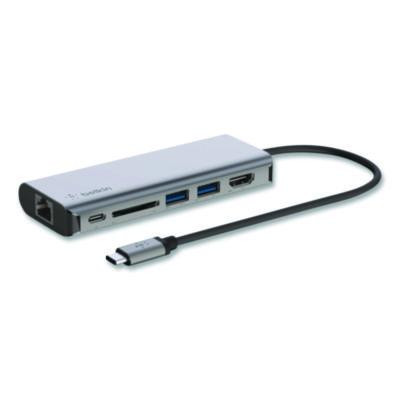 Connect 6-In-1 Usb-C Multiport Adapter Hub, 6-Port, Gray