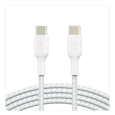 Boost Charge Braided Usb-C To Usb-C Cable, 3.3 Ft, White