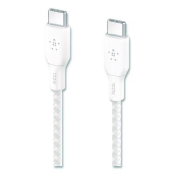 Boost Charge Braided Usb-C To Usb-C Cable, 100 W Power Delivery, 6.6 Ft, White, 2/Pack