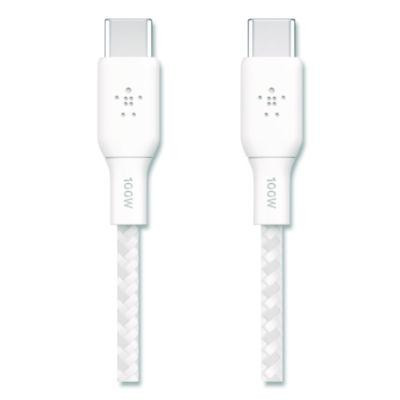Boost Charge Braided Usb-C To Usb-C Cable, 100 W Power Delivery, 6.6 Ft, White, 2/Pack