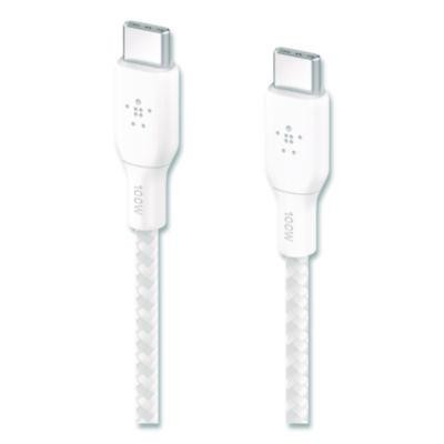 Boost Charge Braided Usb-C To Usb-C Cable, 100 W Power Delivery, 6.6 Ft, White, 2/Pack