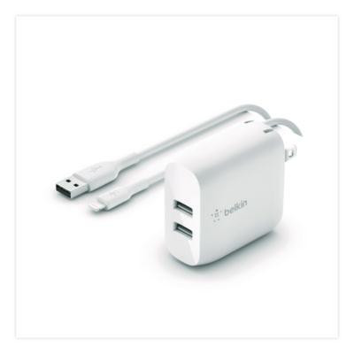 Boost Charge Dual Usb-A Wall Charger + Lightning To Usb-A Cable, White
