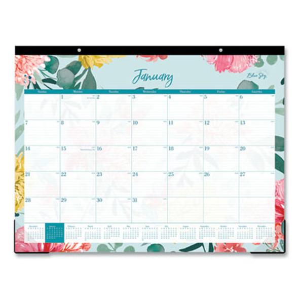 Reflections Desk Pad Calendar, Floral Artwork, 22 x 17, Assorted Sheet Colors, Black Binding, 12-Month (Jan To Dec): 2026