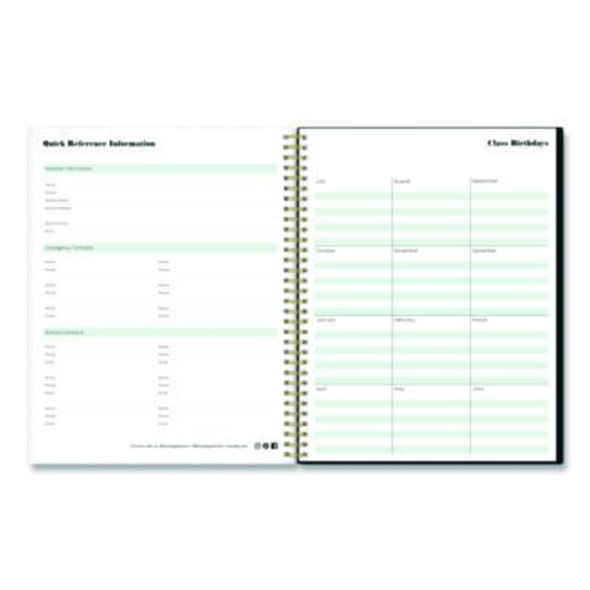 Dark Gray Gale Weekly/Monthly Lesson Planner, 9 Classes, Tropical Artwork, Gray/Mint Cover, 11 x 8.5 Sheets, 12-Month Span