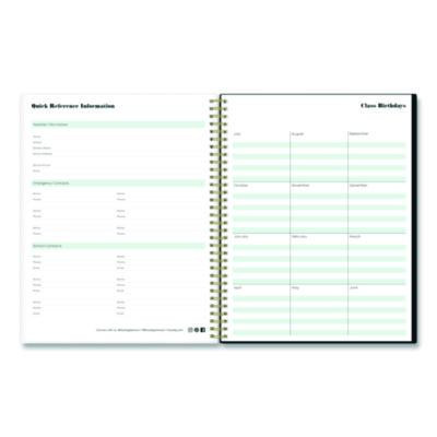 Dark Gray Gale Weekly/Monthly Lesson Planner, 9 Classes, Tropical Artwork, Gray/Mint Cover, 11 x 8.5 Sheets, 12-Month Span