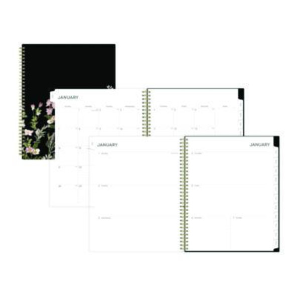Nevaeh Weekly/Monthly Planner, Floral Artwork, 11 x 8.5, Black/Multicolor Cover, 12-Month (Jan To Dec): 2026