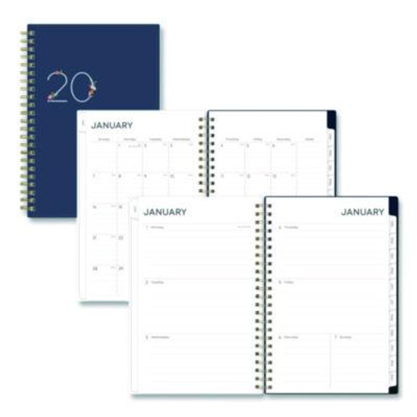 Ashlyn Weekly/Monthly Planner, Floral Artwork, 8 x 5, Navy/Multicolor Cover, 12-Month (Jan To Dec): 2026