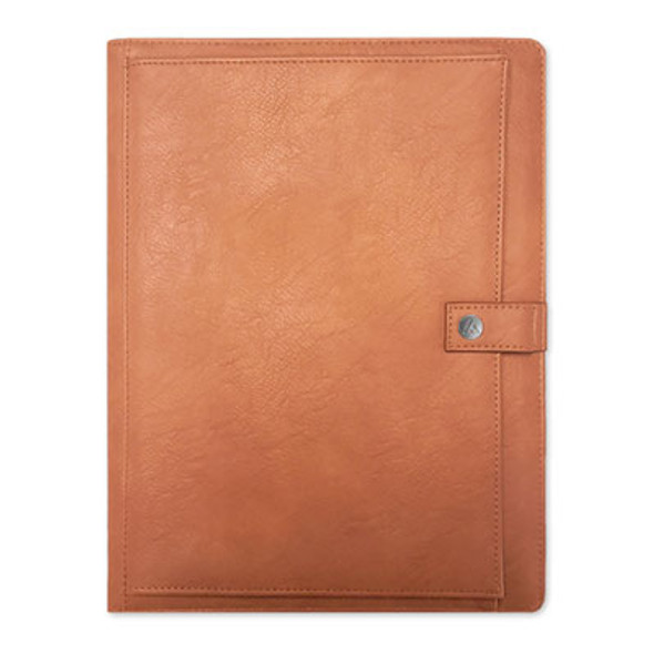Asmbld Professional Faux Leather Padfolio, 8.5 x 11 Pad, 9.45 x 12.13, Snap Closure, Tan