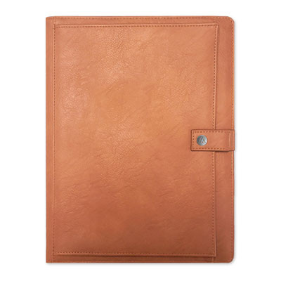 Asmbld Professional Faux Leather Padfolio, 8.5 x 11 Pad, 9.45 x 12.13, Snap Closure, Tan