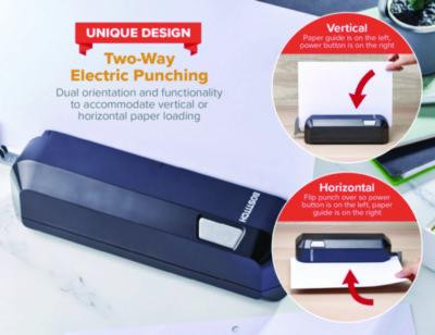 20-Sheet Electric Three-Hole Punch, 9/32" Holes, Black