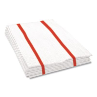 Antimicrobial Foodservice Wipers, 1-Ply, 12 x 21, Red/White, 150/Carton