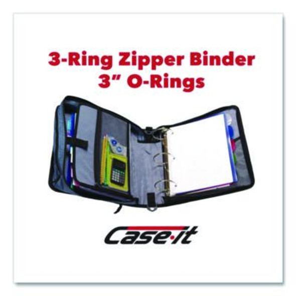 Mighty Zip Tab Binder, 3 Rings, 3" Capacity, 11 X 8.5, Red
