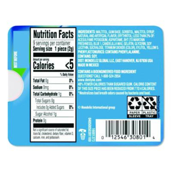 Sugar-Free Gum, Mint With Herbal Accents, 9 Pieces/Pack, 10 Packs/Box