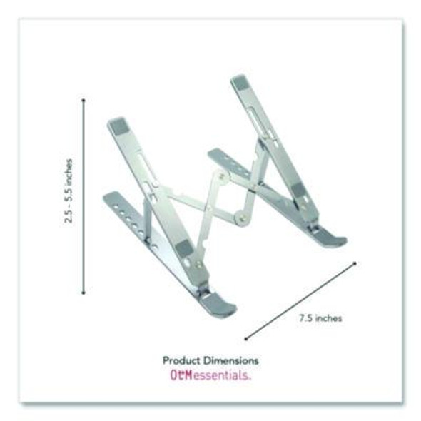 Portable Laptop Riser Stand, 11.85" x 2.5" To 5.5", Silver