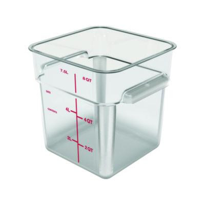 Squares Polycarbonate Food Storage Container, 8 Qt, 8.75 x 8.75 x 9, Clear, Plastic