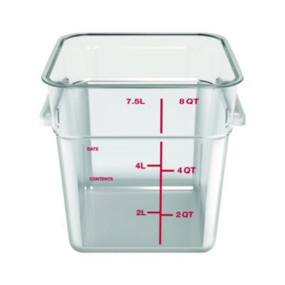 Squares Polycarbonate Food Storage Container, 8 Qt, 8.75 x 8.75 x 9, Clear, Plastic