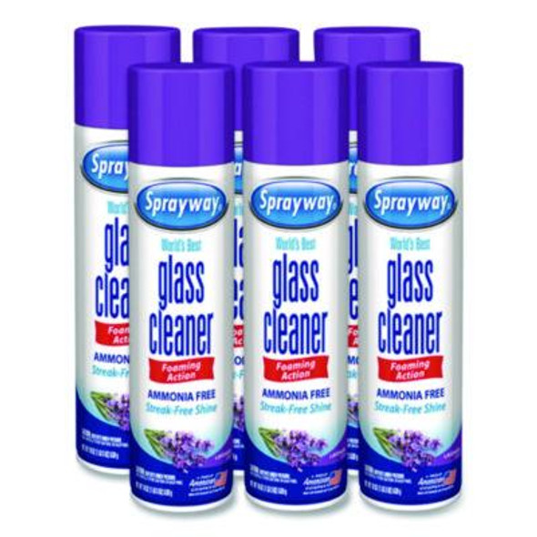 Glass Cleaner, Lavender, 19 Oz Aerosol Spray, 6/Carton