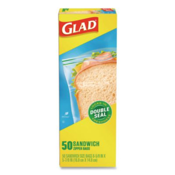 Zipper Food Storage Plastic Sandwich Bags, 6.63 x 5.88, Clear, 50 Bags/Box