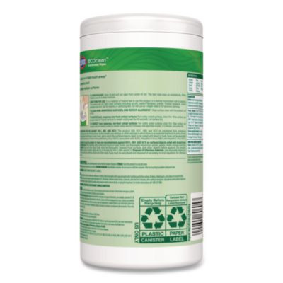 Cloroxpro Ecoclean Disinfecting Wipes, 1-Ply, 8 x 7, Unscented, White, 75 Count