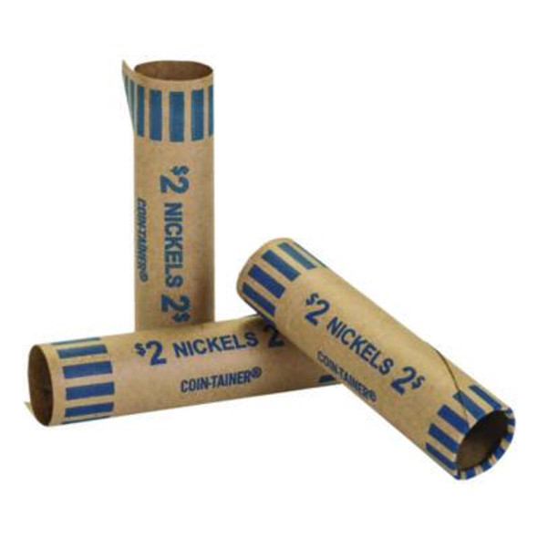 Crimped End Coin Wrappers, Nickels, Blue, 1,000/Pack