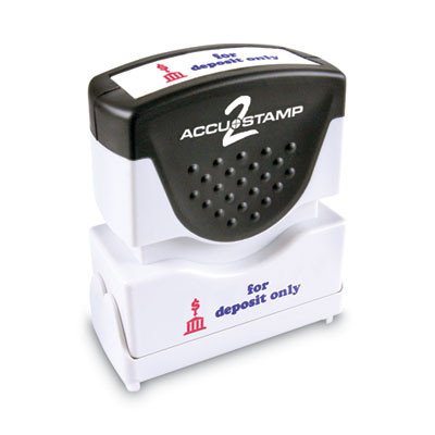 Pre-Inked Shutter Stamp, Red/Blue, For Deposit Only, 1.63 x 0.5