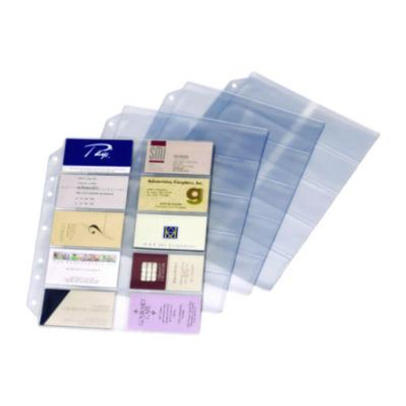 Poly Business Card Refill Pages, Clear, 20 Cards/Sheet, 10 Sheets/Pack