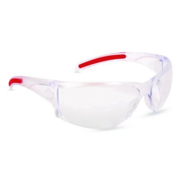 Hulk Hk1 Series Safety Glasses, Anti-Fog, Clear/Red Plastic Frame, Clear Plastic Lens