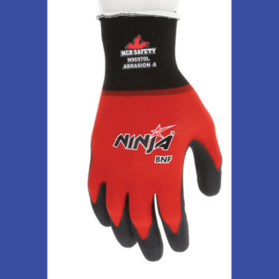 Ninja Bnf N96970 Gloves, 10" Long, Small, Black/Red, 12 Pairs