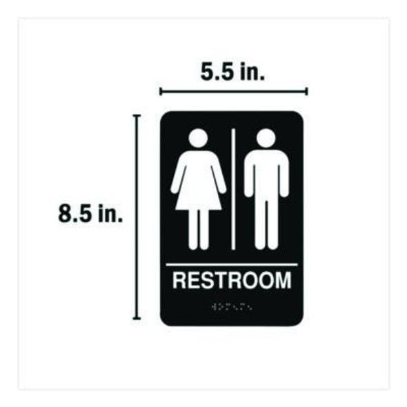 Indoor Restroom Door Sign, Unixex 5.5 X 8.5, Black/White