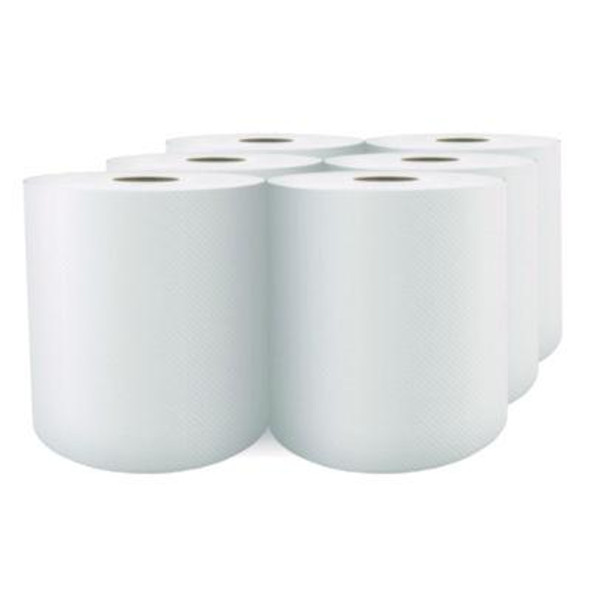Select Roll Paper Towels, 1-Ply, 7.88" x 1,000 Ft, White, 6/Carton