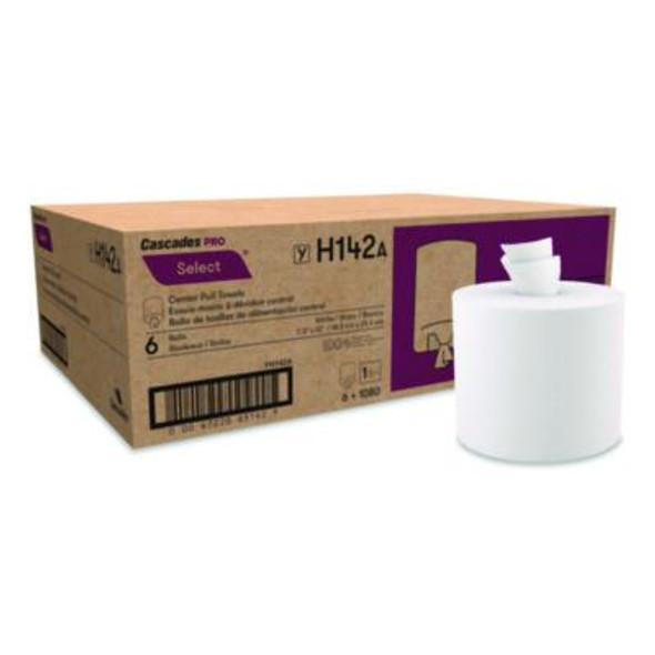 Select Center-Pull Paper Towels, 1-Ply, 7.31 x 10, White, 1,080/Roll, 6 Rolls/Carton