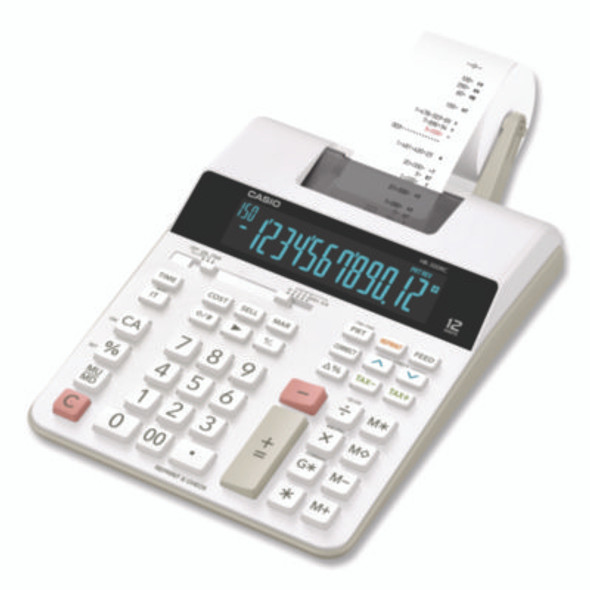 Hr-300Rc 12-Digit Printing Calculator, Black/Red Print, 2 Lines/Second, White
