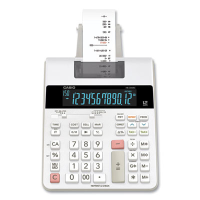 Hr-300Rc 12-Digit Printing Calculator, Black/Red Print, 2 Lines/Second, White