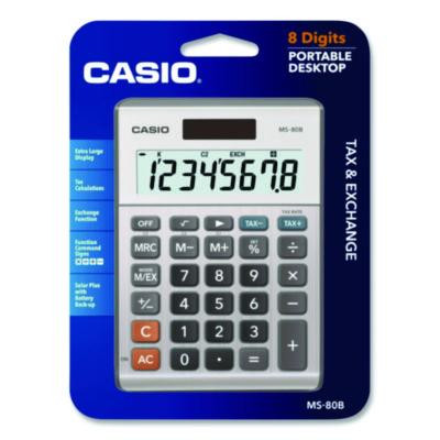 Ms80B 8-Digit Battery And Solar Basic Calculator, Lcd, Navy Blue