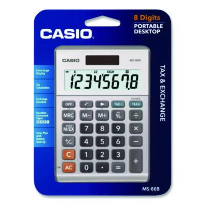 Ms80B 8-Digit Battery And Solar Basic Calculator, Lcd, Silver
