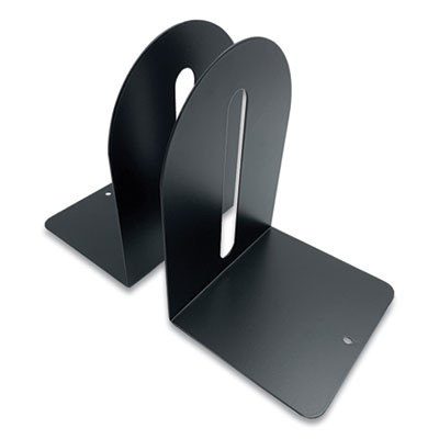 Steel Bookends, Fashion Style, Nonskid Base, 5.5 x 4.75 x 7.25, Black, Pair