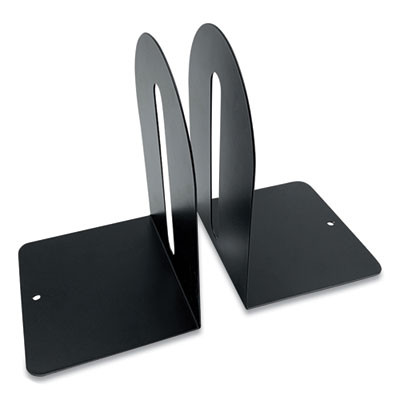 Steel Bookends, Fashion Style, Nonskid Base, 5.5 x 4.75 x 7.25, Black, Pair