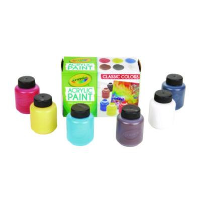 Acrylic Paint Set, Six Assorted Classic Colors, 2 Oz Bottles, 6/Box