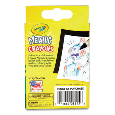 Metallic Crayons, Regular Size, 24 Assorted Colors, 24/Pack