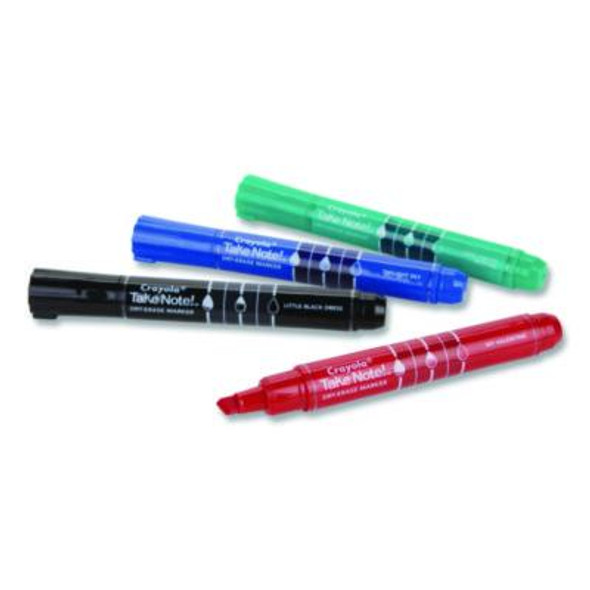 Take Note Dry Erase Markers, Chisel Tip, Assorted Colors, 4/Set