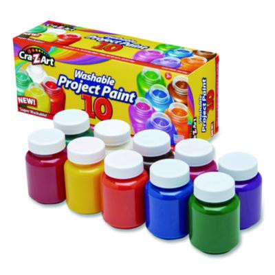 Washable Project Paints, 10 Assorted Colors, 2 Oz Bottles, 10/Pack