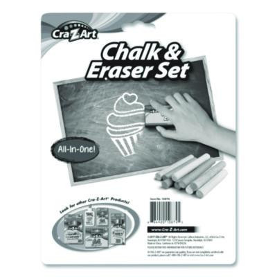 Chalk And Eraser Set, (12) White/(12) Assorted