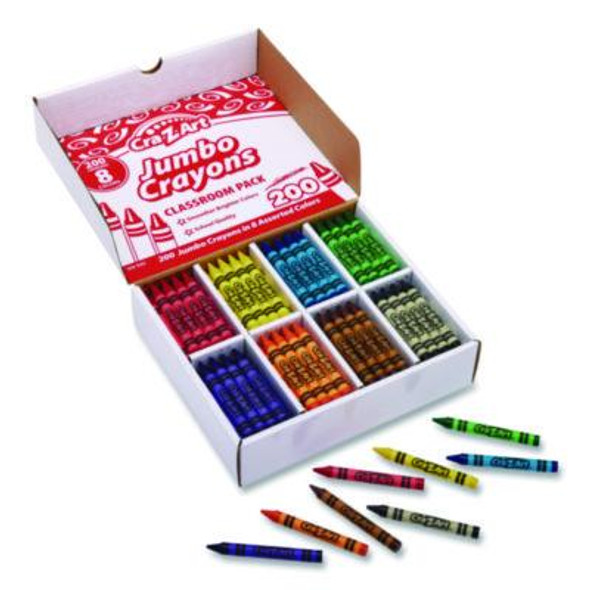 Jumbo Crayons Classpack, Jumbo Size, 8 Assorted Colors, 200/Pack