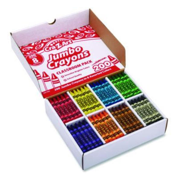 Jumbo Crayons Classpack, Jumbo Size, 8 Assorted Colors, 200/Pack