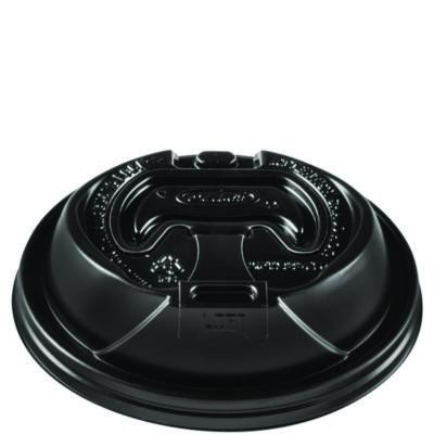 Optima Reclosable Lids For Hot Paper Cups, Fits 12 Oz To 24 Oz Hot Cups, Plastic, Black, 1,200/Carton